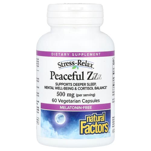 Natural Factors Stress-Relax® Peaceful ZZZ 60 Vegetarian Capsules (250 mg per Capsule)