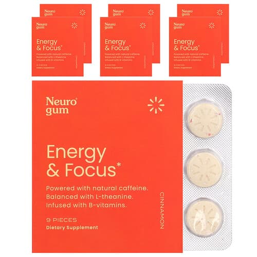 NeuroGum Energy & Focus Cinnamon 6 Packs 9 Pieces Each