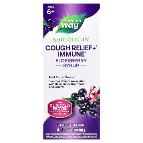 Nature's Way Cough Relief + Immune Syrup Sambucus® Ages 6+ 4 fl oz (120 ml)