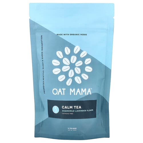 Oat Mama Calm Tea Chamomile Lavender Flower Caffeine Free 14 Tea Bags 32 g