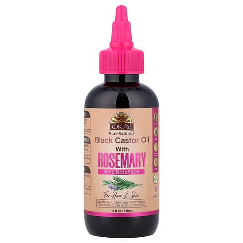 Okay Pure Naturals Black Castor Oil with Rosemary For Hair & Skin 4 fl oz (118 ml)
