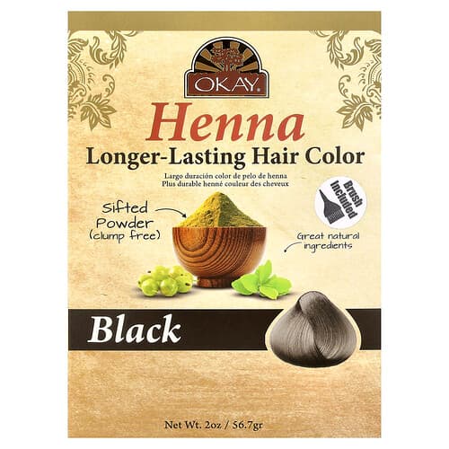 Okay Pure Naturals Henna Longer-Lasting Hair Color Black 2 oz (56.7 g)