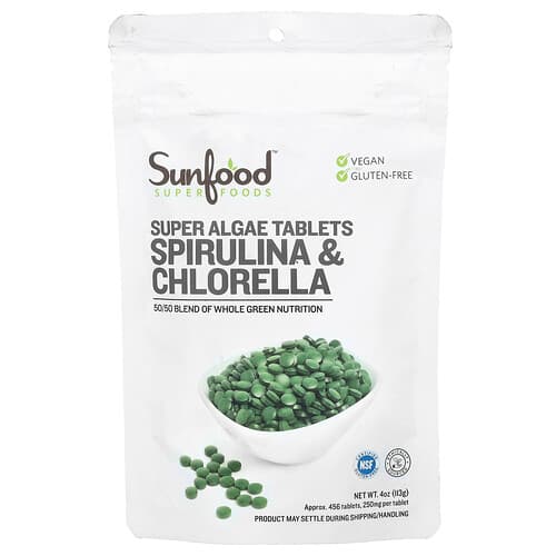 Sunfood Super Algae Tablets Spirulina & Chlorella 250 mg Approx. 456 Tablets