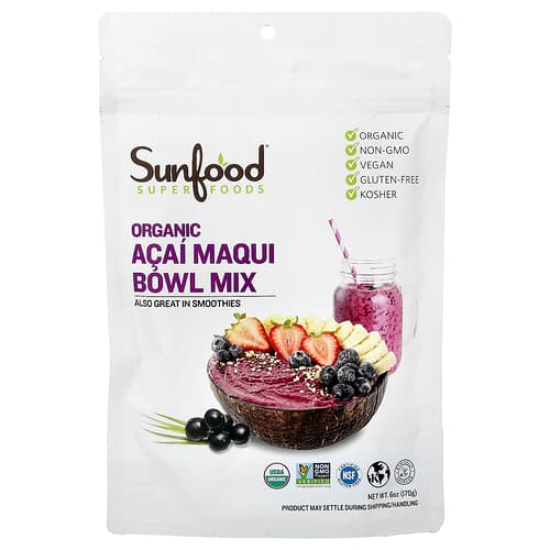 Sunfood Superfoods Organic Acai Maqui Bowl Mix 6 oz (170 g)
