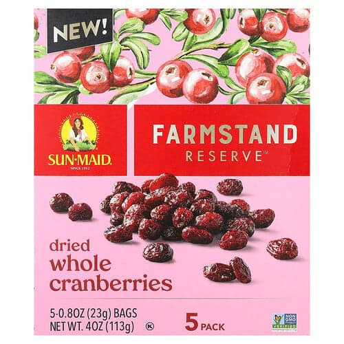 Sun-Maid Farmstand Reserve™ Dried Whole Cranberries 5 Packs 0.8 oz (23 g) Each