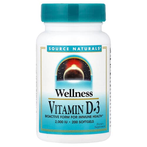 Source Naturals Wellness Vitamin D-3 50 mcg (2 000 IU) 200 Softgels