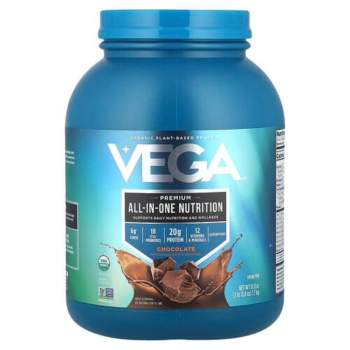 Vega Organic Plant-Based Protein Premium All-In-One Nutrition Chocolate 3 lb 13.8 oz (1.7 kg)