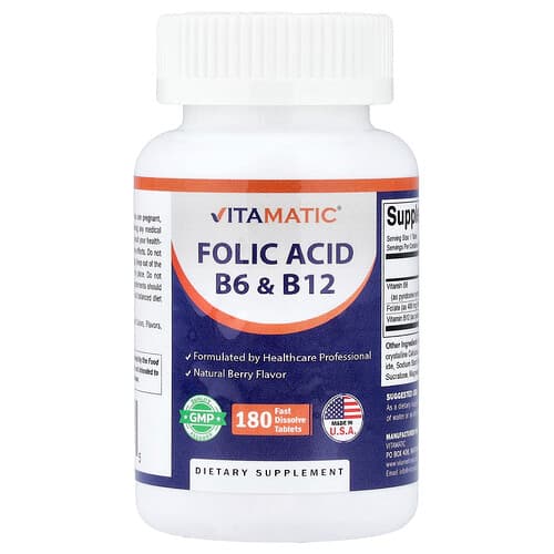 Vitamatic Folic Acid B6 & B12 Natural Berry 180 Fast Dissolve Tablets