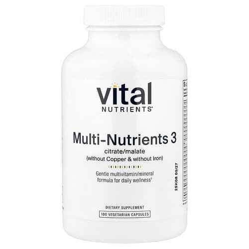 Vital Nutrients Multi-Nutrients 3 180 Vegetarian Capsules