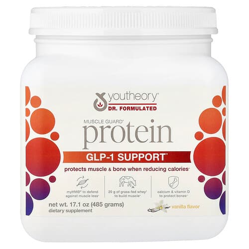 Youtheory Muscle Guard Protein GLP-1 Support Vanilla 17.1 oz (485 g)